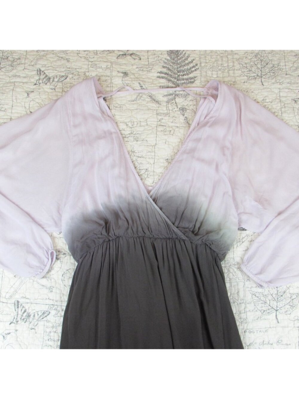 Free People Hazy Ombre Maxi over mini dolman long slv open back dress womens XS